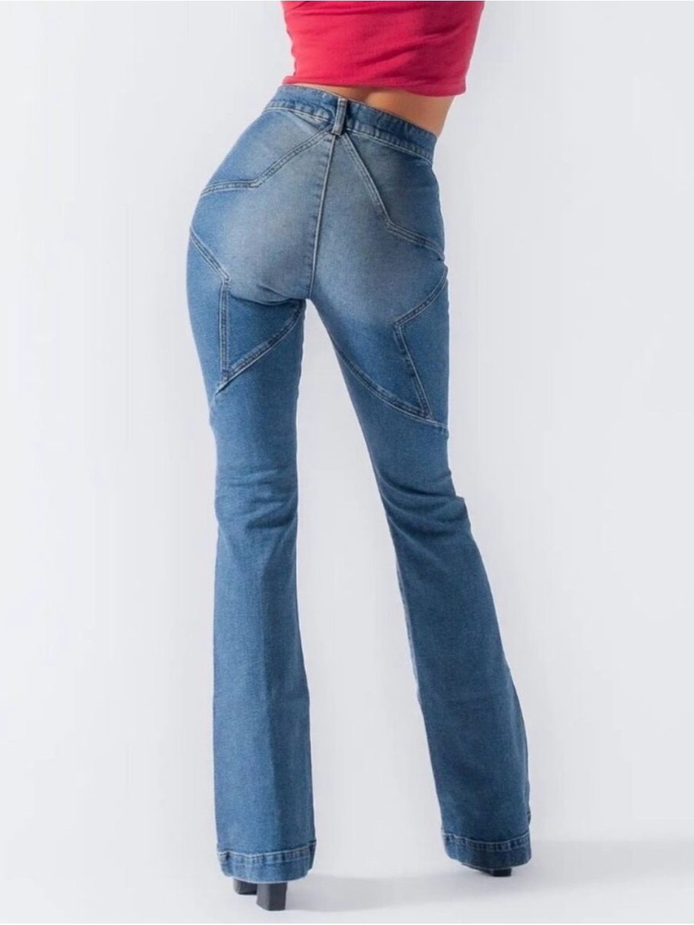 REVICE Sculpted High-Rise Blue Flare Jeans